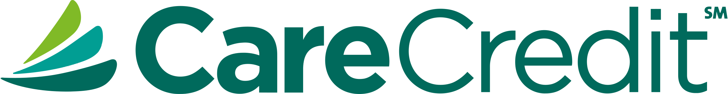 CareCredit logo with green leaf design and SM trademark symbol for dental financing.