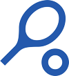 Magnifying glass icon representing dental examination and tooth inspection services.